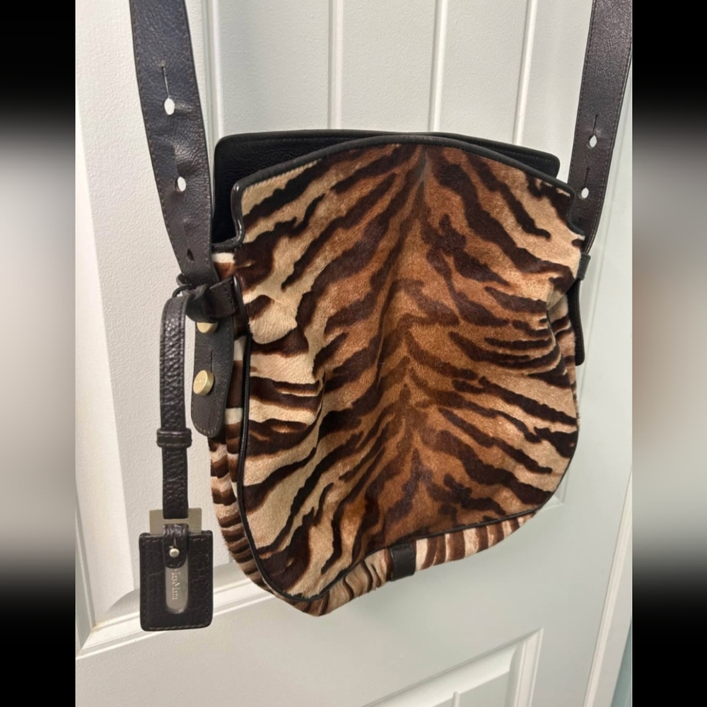 Brown zebra print pony hair Vintage crossbody bag